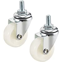 sourcing map Ruedas giratorias de 1-5 pulgadas de 360 grados de nylon M8 x 15mm Roscadas Blanco 2 PCS